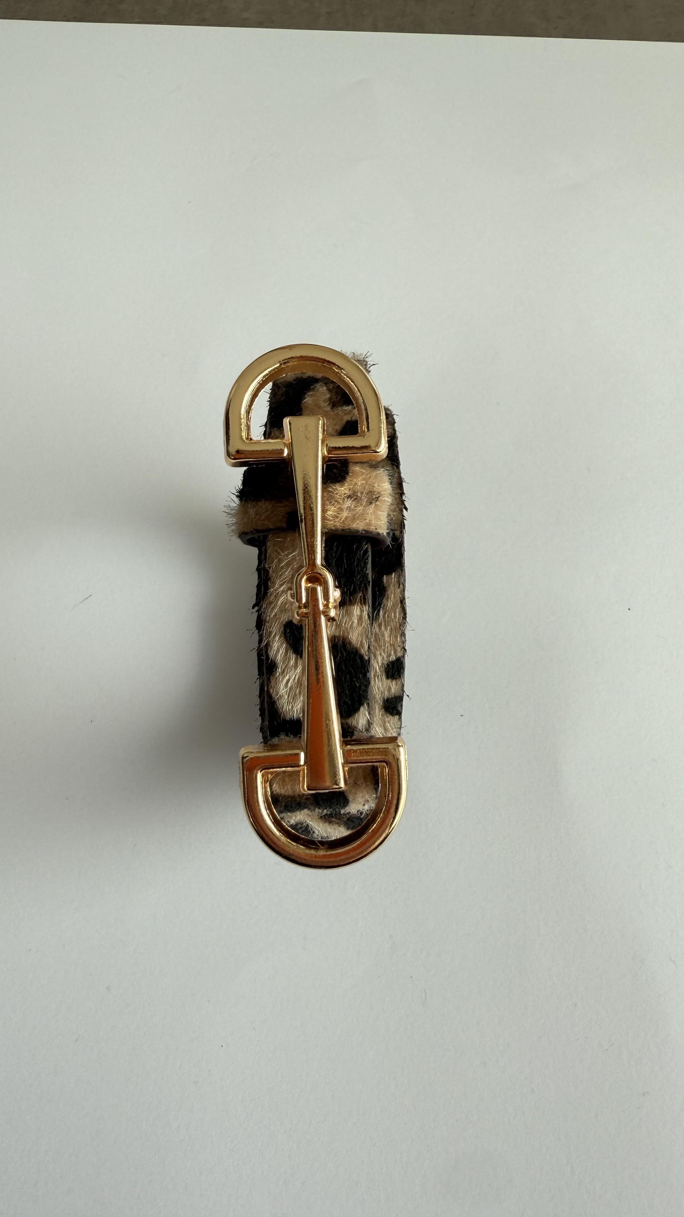 Leopar Desenli Gold Tokalı Kemer