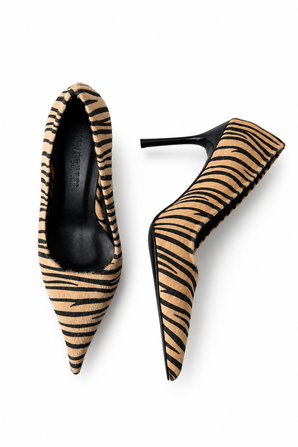 Nera Sarı Beyaz Zebra Stiletto