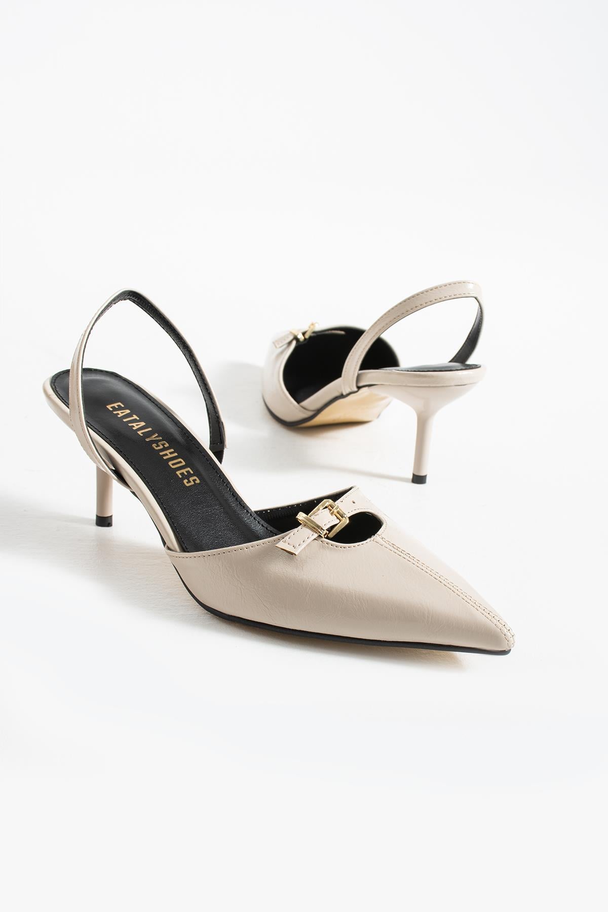 Noi Bej Tokalı Sivri Burun Topuklu