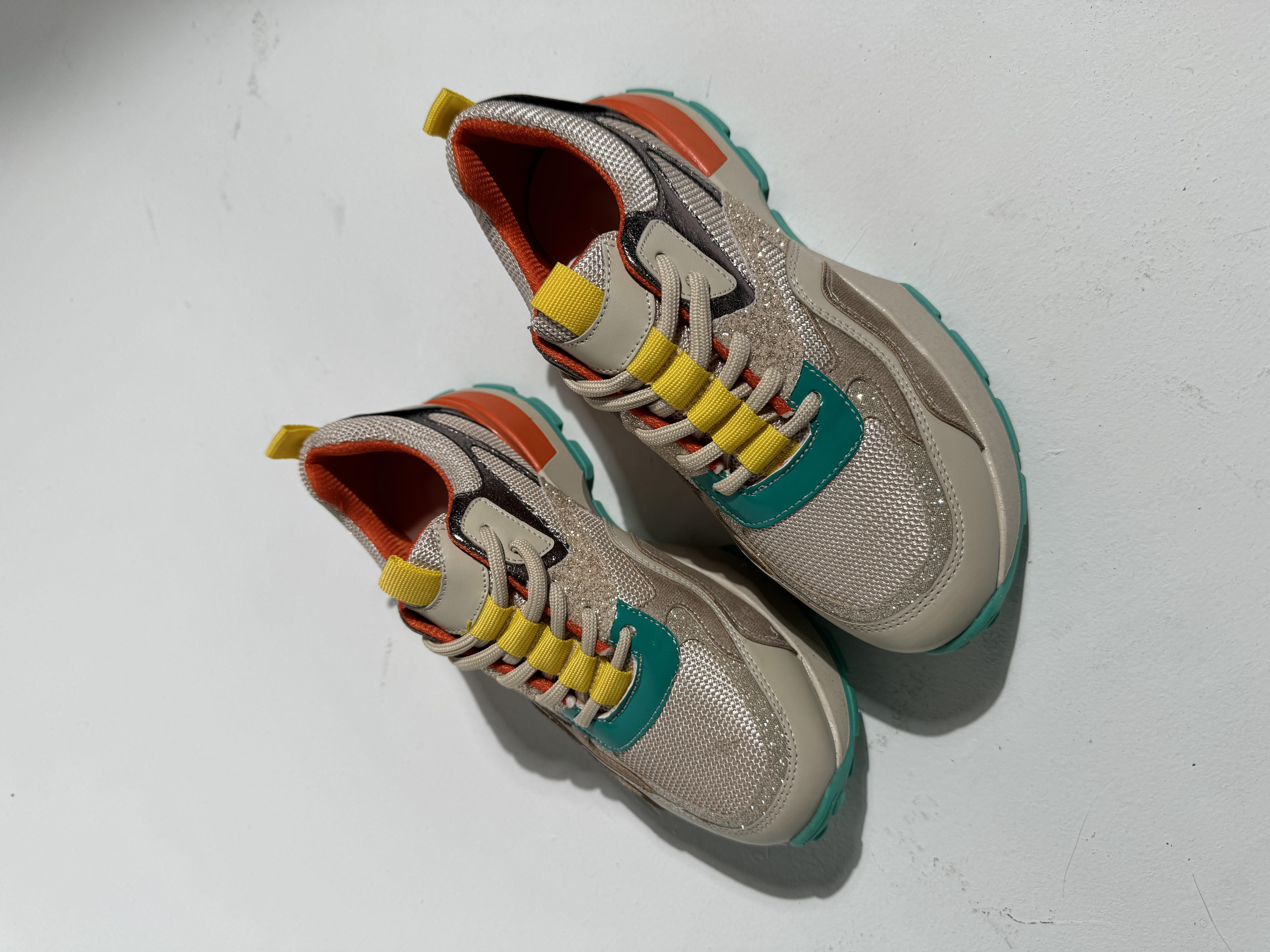 Palma Bej Turuncu Glitter Sneaker