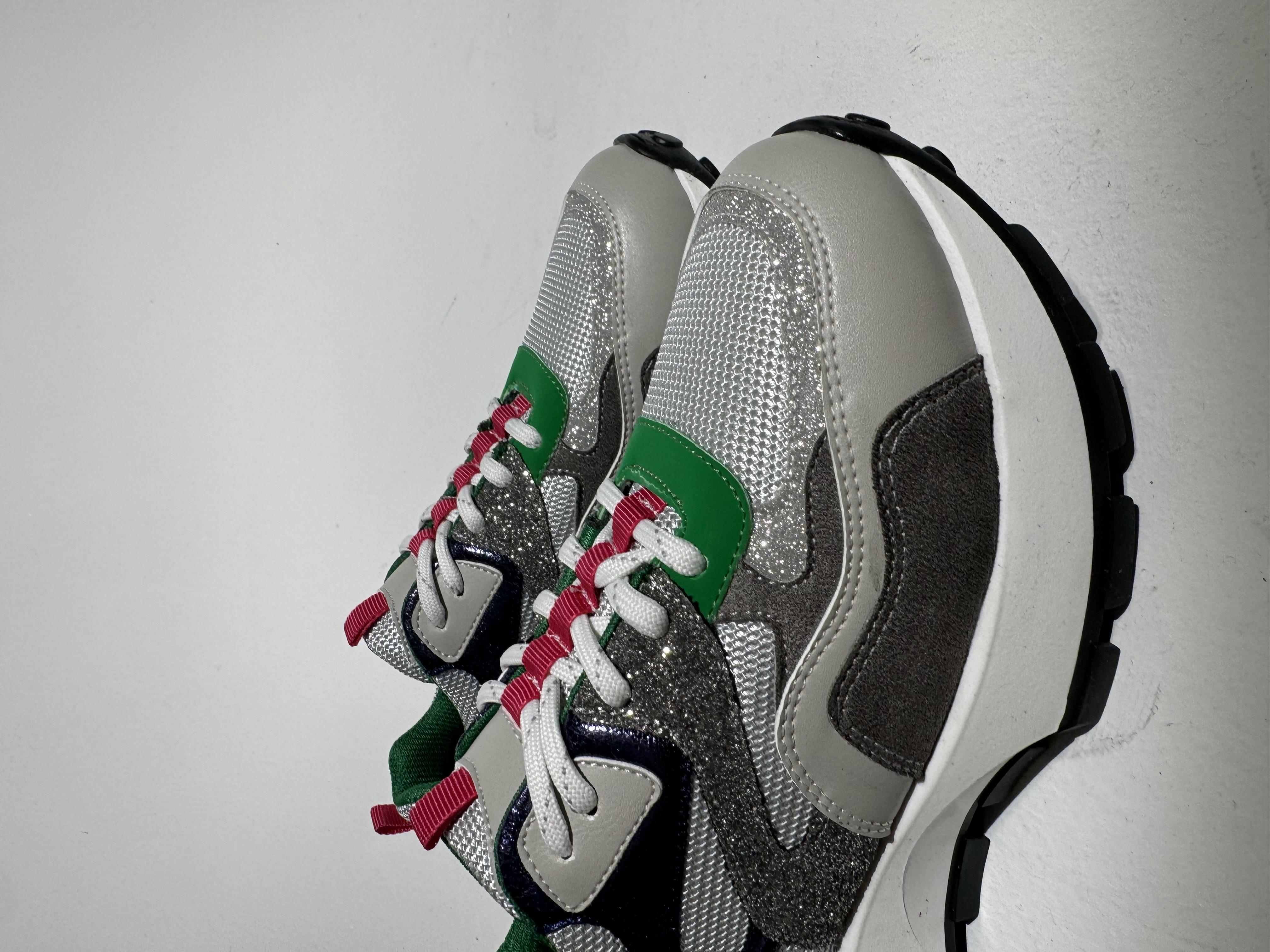 Palma Gri Yeşil  Glitter Sneaker