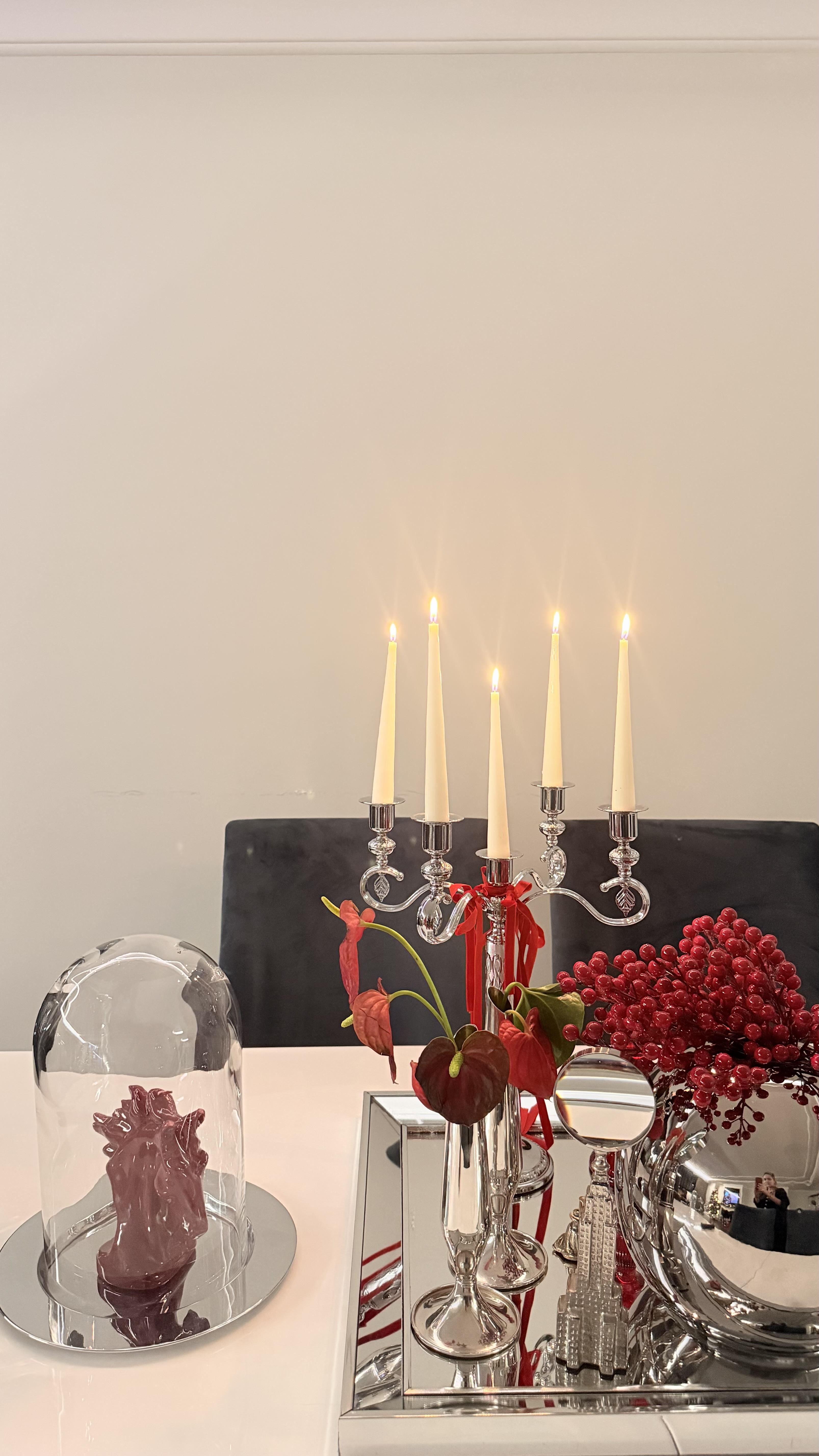 Pure İkili Krem İnce Parlak Şamdan Mum