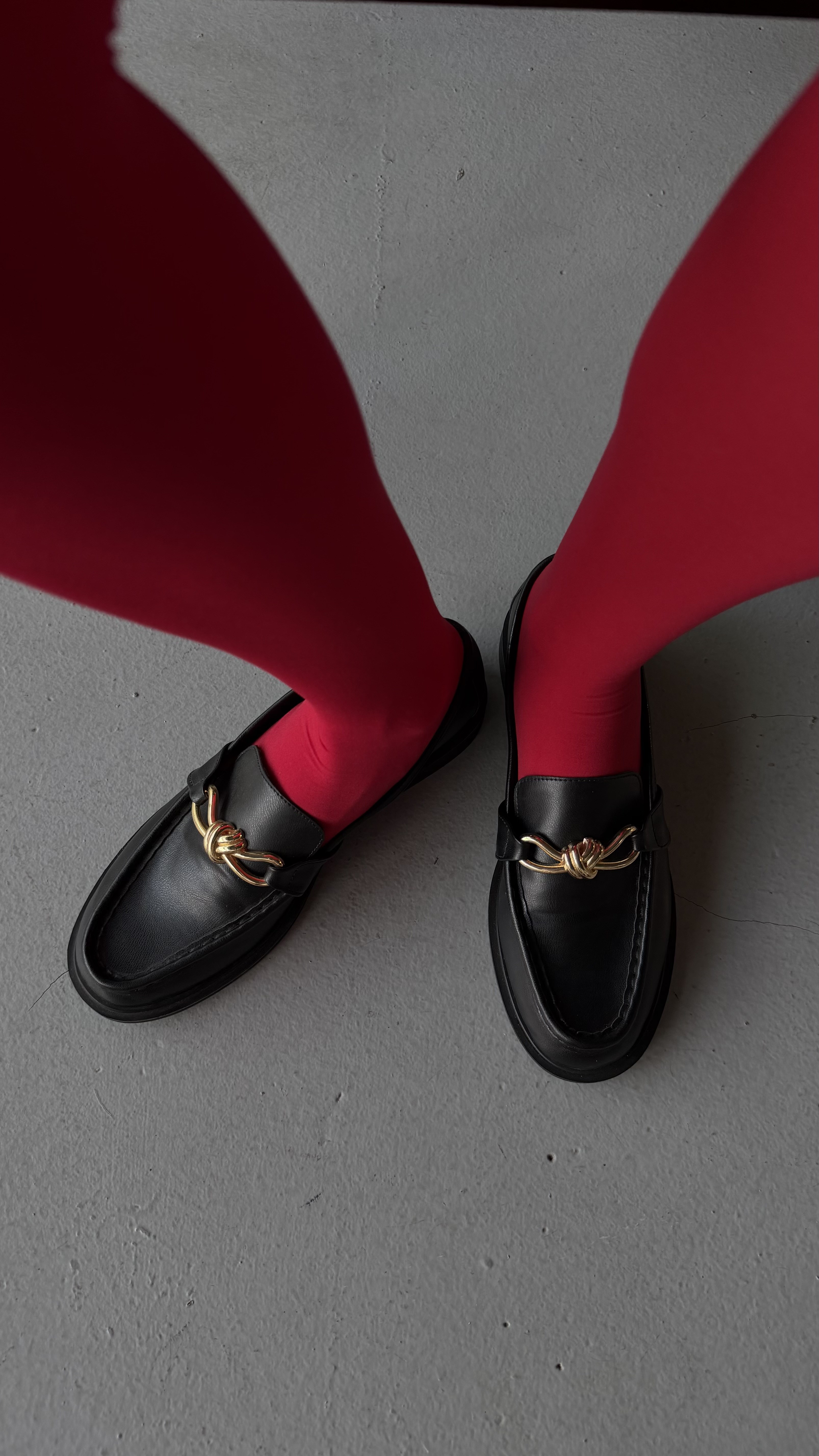 ROSSO Siyah Cilt Deri Gold Tokalı Oxford Ayakkabı