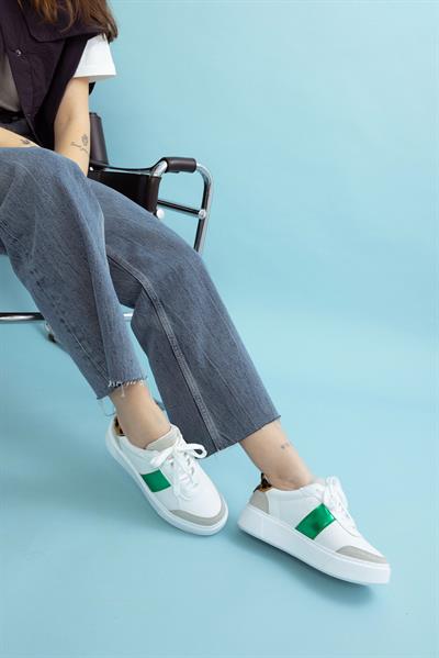 053-22512 Yeşil Zebra Kenarları Renkli Kadın Spor