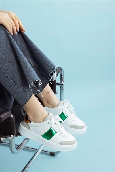 053-22512 Yeşil Zebra Kenarları Renkli Kadın Spor