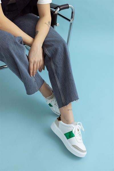 053-22512 Yeşil Zebra Kenarları Renkli Kadın Spor