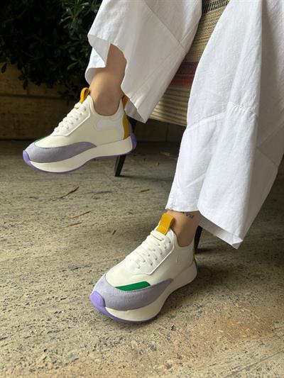 207-296 Lila Beyaz Lastik Detaylı Kadın Spor