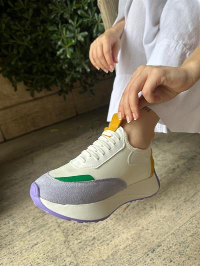 207-296 Lila Beyaz Lastik Detaylı Kadın Spor