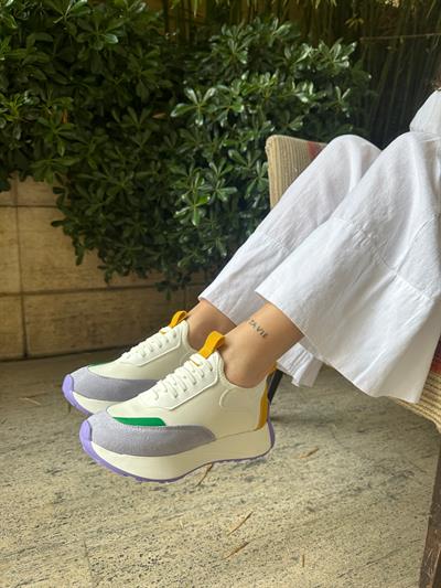 207-296 Lila Beyaz Lastik Detaylı Kadın Spor