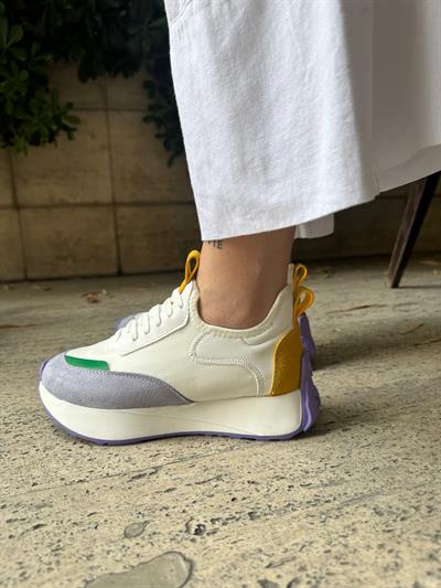 207-296 Lila Beyaz Lastik Detaylı Kadın Spor