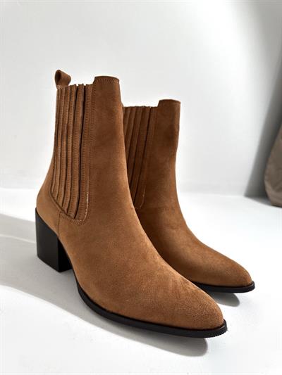 23K-004 Taba Süet Kadın Topuklu Bot