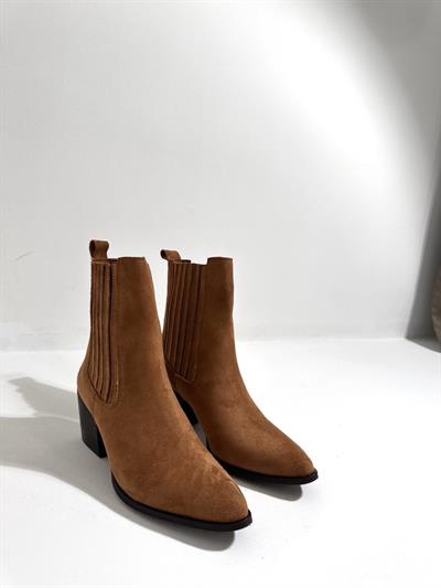 23K-004 Taba Süet Kadın Topuklu Bot