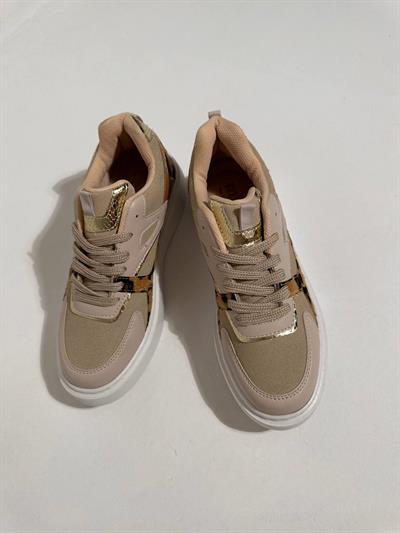 23K-063 Bej Leopar Kadın Spor Ayakkabı