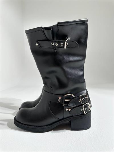 3002 Siyah Tokalı Kadın Çizme