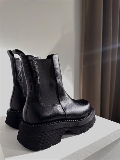 515-23 Siyah Hakiki Deri Kadın Bot