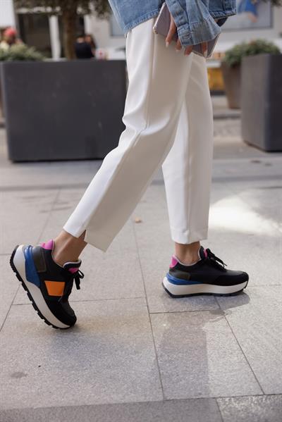  592 Siyah Turuncu Kalın Taban Kadın Spor