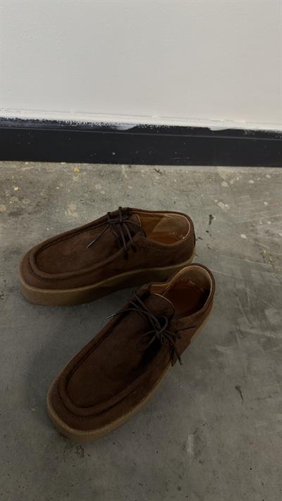 Acıkahve Süet Bağcıklı Kadın Ayakkabı