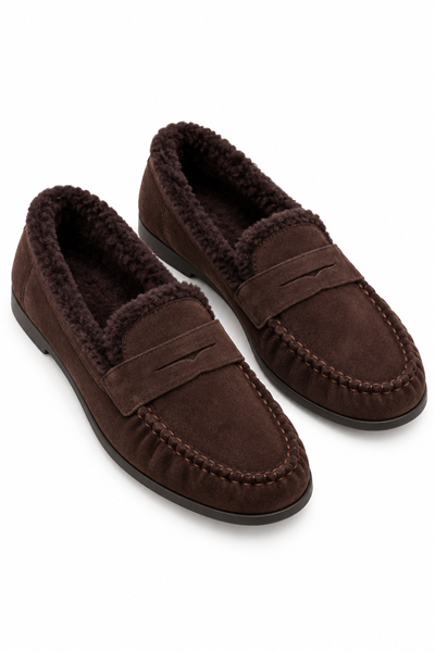 ALVA Acıkahve İçi Kürklü Deri Loafer