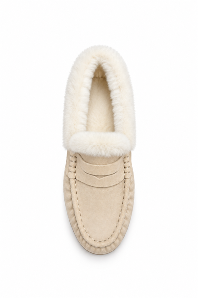 ALVA Bej İçi Kürklü Deri Loafer
