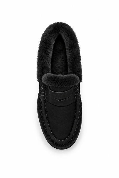 ALVA Siyah İçi Kürklü Deri Loafer