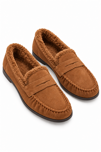 ALVA Taba İçi Kürklü Deri Loafer