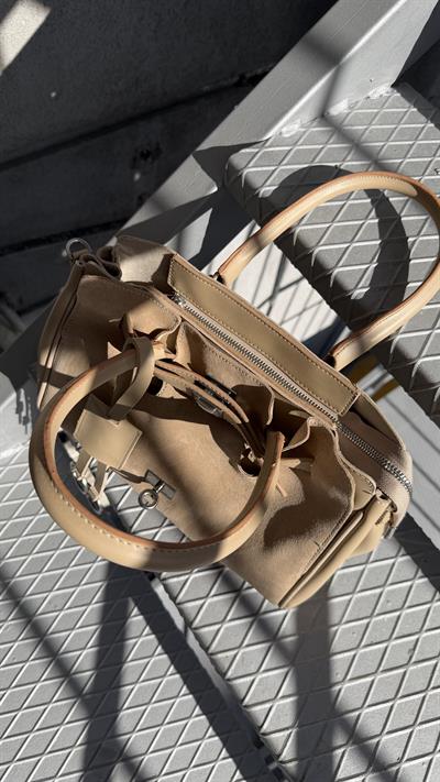 Bej Gabriel Cilt Silver Aksesuarlı Çanta 