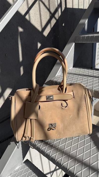 Bej Gabriel Cilt Silver Aksesuarlı Çanta 