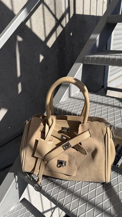 Bej Gabriel Cilt Silver Aksesuarlı Çanta 