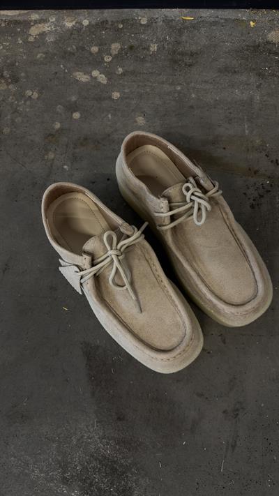 Bej Süet Bağcıklı Kadın Ayakkabı