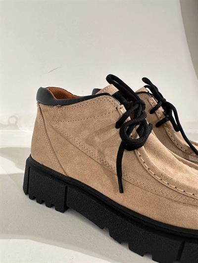 Berlin Bej Süet Bağcıklı Kadın  Bot 