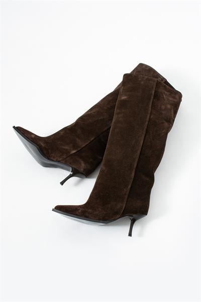 Camila Acıkahve Hakiki Deri Süet Çizme