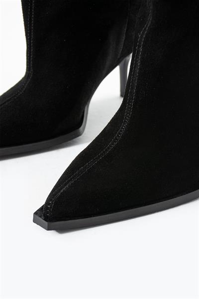 Camila Siyah Hakiki Deri Süet Çizme