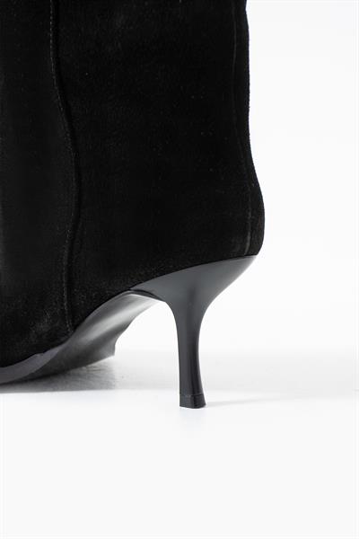 Camila Siyah Hakiki Deri Süet Çizme