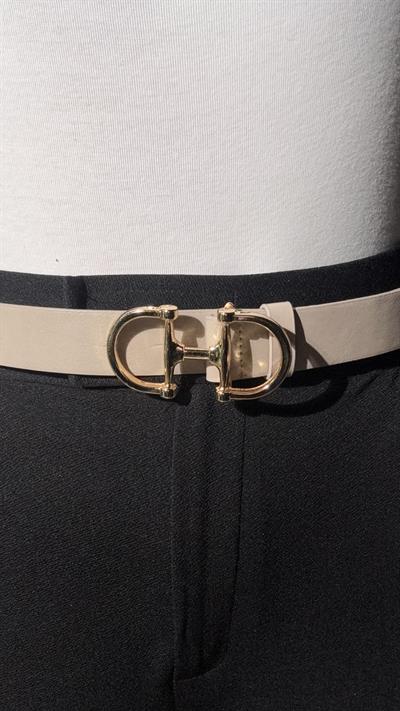 Çift Tokalı 3cm Bej Kemer