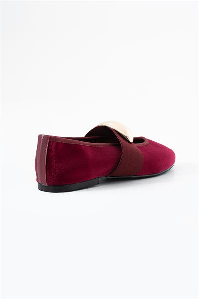 Cody Bordo Süet Gold Toka Detaylı Babet