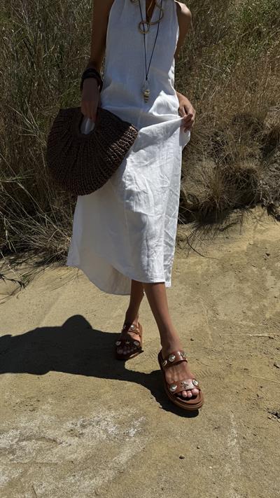 Deniz Kabuklu Çift Bant Taba Terlik