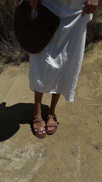 Deniz Kabuklu Çift Bant Taba Terlik