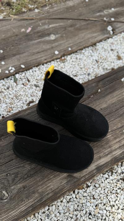 Dessi Siyah Streç Detaylı Platform Bot Rugan Ayakkabı