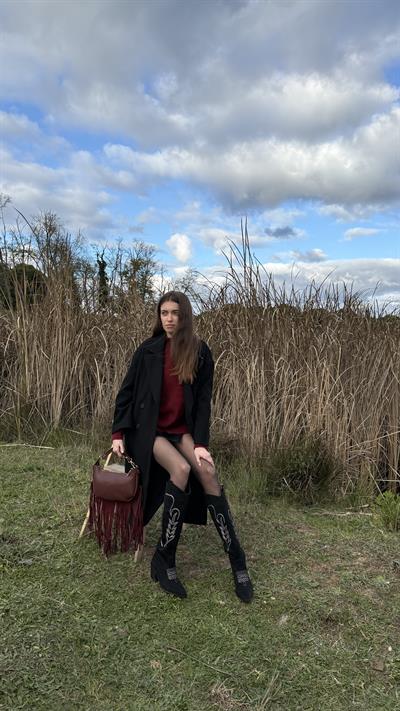 Diz Altı Siyah Kovboy Çizme