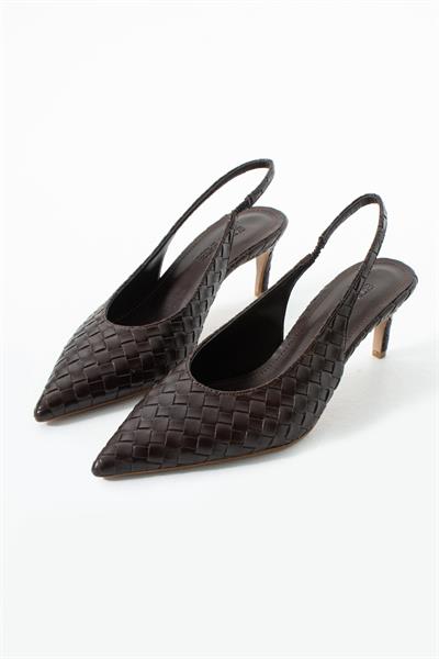 Elira Örgü Slingback Acıkahve Kadın Topuklu Ayakkabı