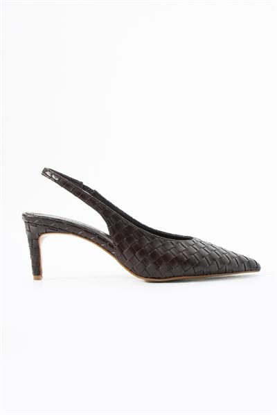 Elira Örgü Slingback Acıkahve Kadın Topuklu Ayakkabı