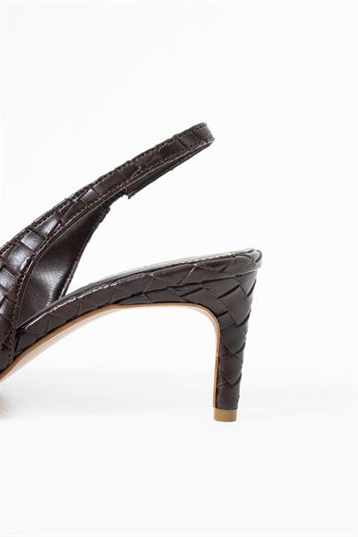 Elira Örgü Slingback Acıkahve Kadın Topuklu Ayakkabı