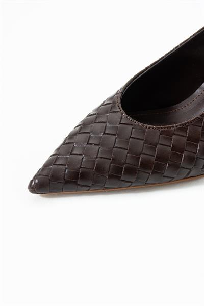Elira Örgü Slingback Acıkahve Kadın Topuklu Ayakkabı