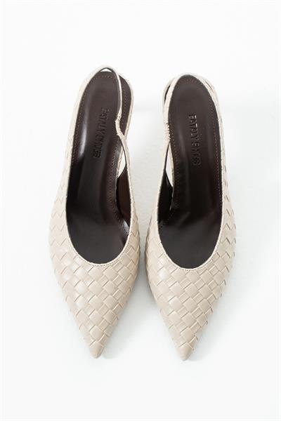 Elira Örgü Slingback Bej Kadın Topuklu Ayakkabı