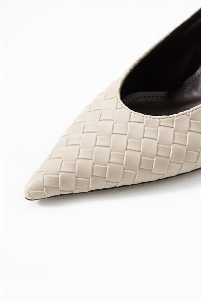 Elira Örgü Slingback Bej Kadın Topuklu Ayakkabı