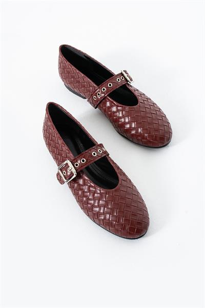 Elise Bordo Gümüş Toka Detaylı Örgü Kadın Babet