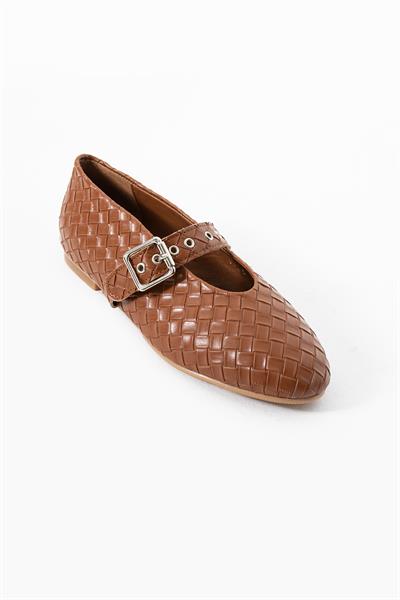 Elise Taba Gümüş Toka Detaylı Örgü Kadın Babet