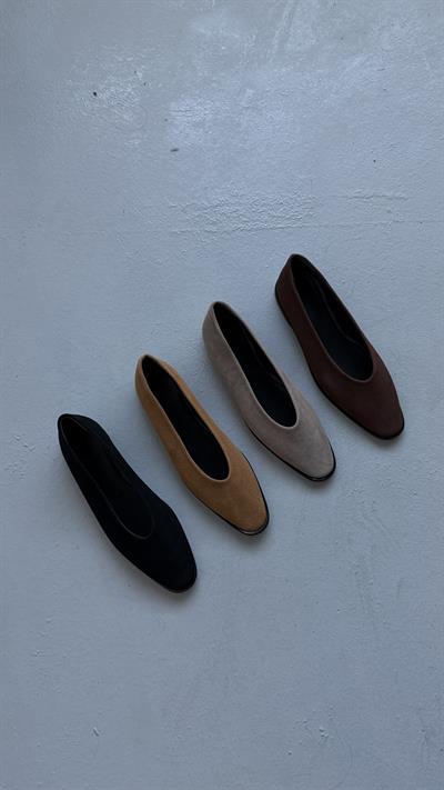 Ella Siyah Süet Kadın Babet Ayakkabı