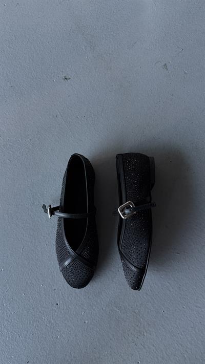 Elyra Siyah Taşlı Balerin Babet