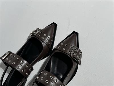 Gala Acı Kahve Çift Toka Detaylı Babet